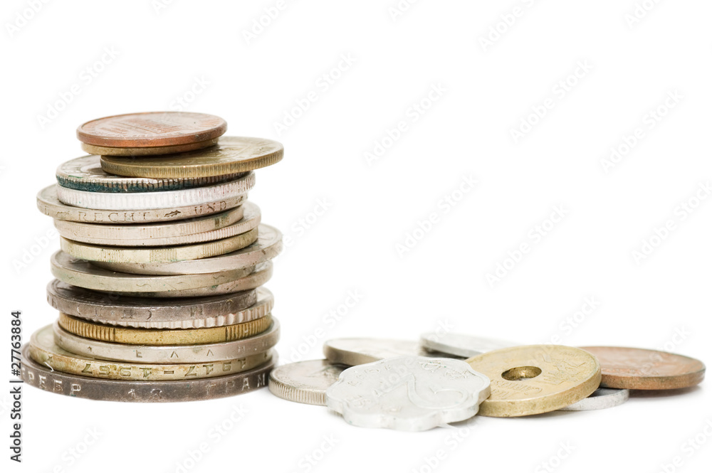 Old coins isolated on white background