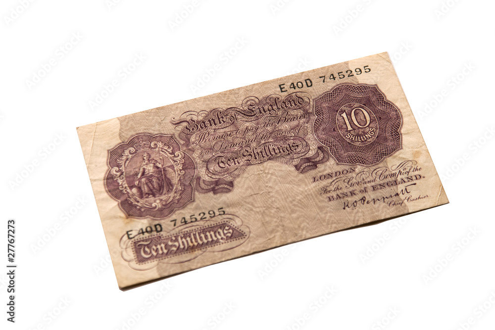 old, out of date ten shillings note old, out of date ten shillings note