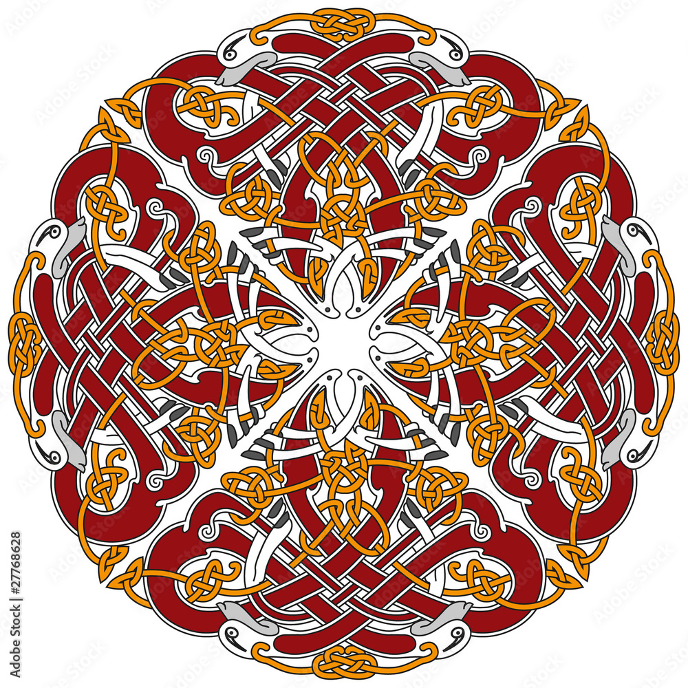 Fototapeta premium Detailed celtic design element with birds