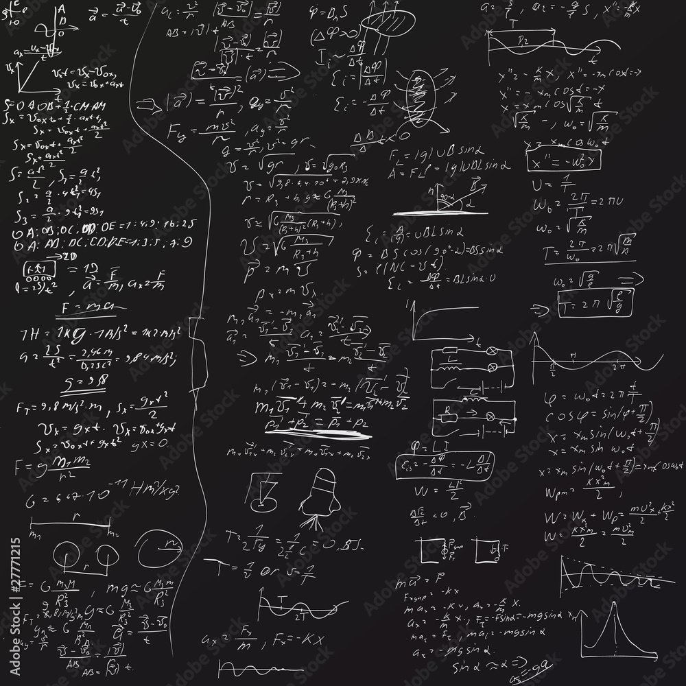 The vector background with physical formulas The vector background with physical formulas