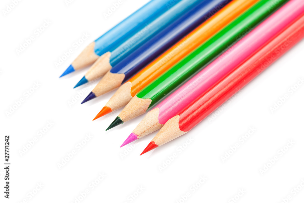 colored pencils isolated on white