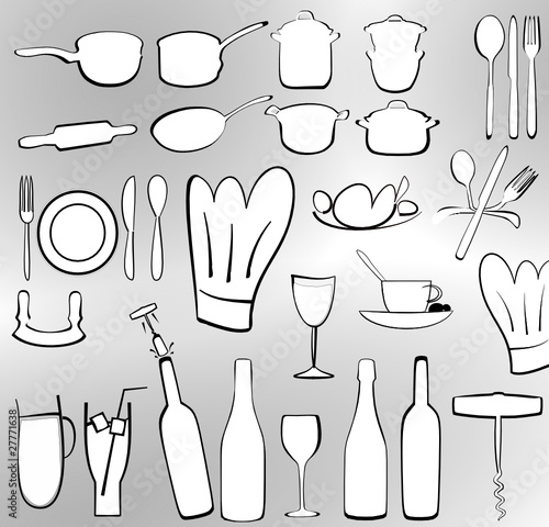 art de la table et de la cuisine fond blanc