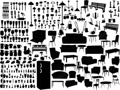 household items silhouette - vector