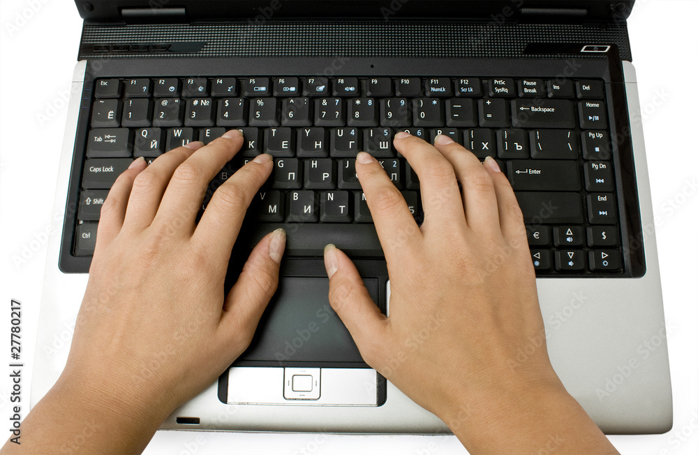 laptop and hands