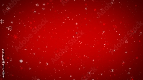 Beautiful red christmas background with bright snowflakes