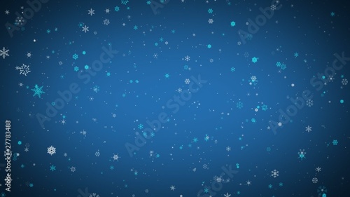 Beautiful blue christmas background with bright snowflakes