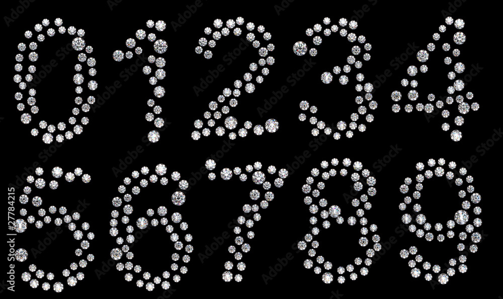 Diamond numerals 0-9 on black Diamond numerals 0-9 on black