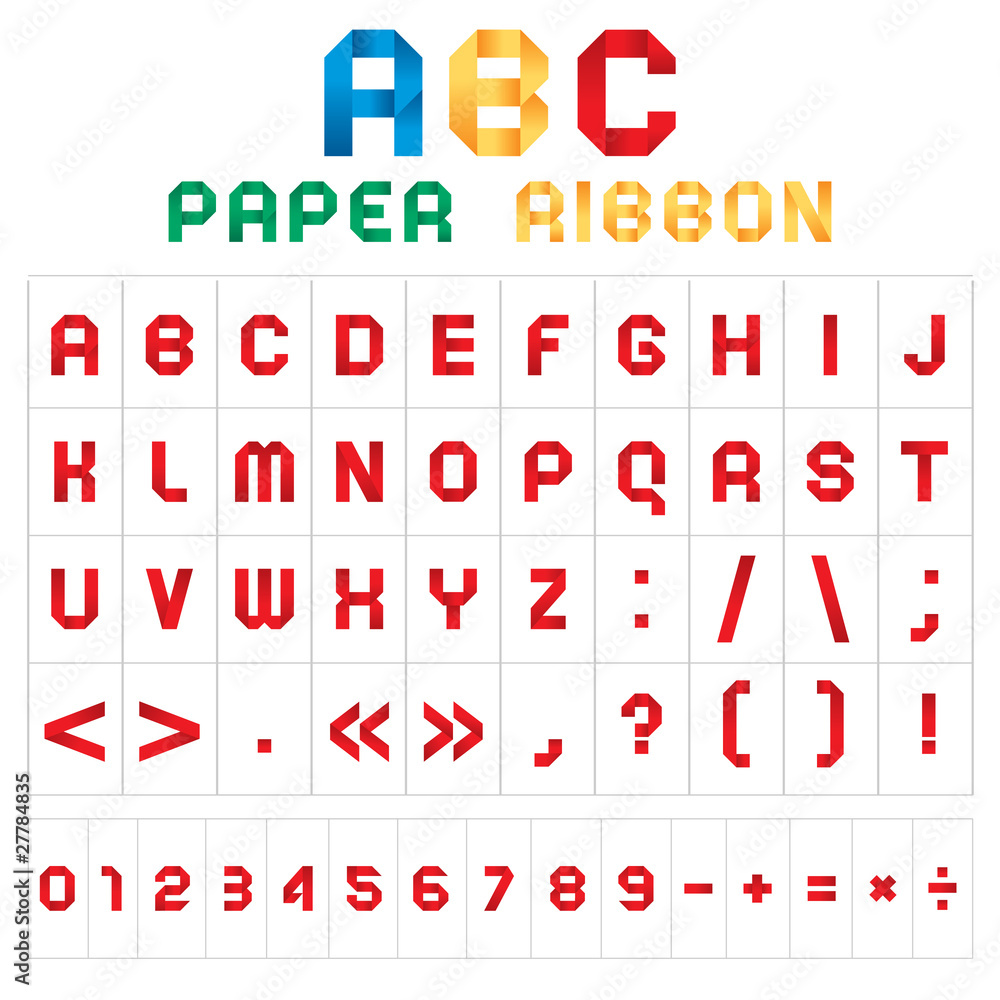 ABC colored font from paper tape ABC colored font from paper tape