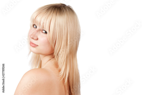 Portrait of sexy woman, on white background