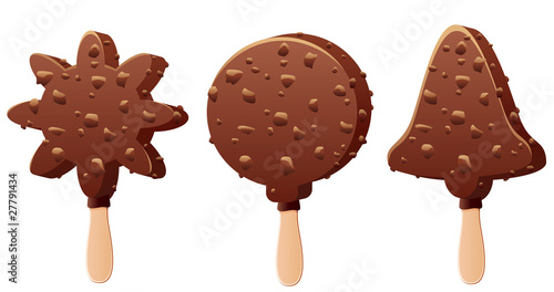 vector set of chocolate popsicles of various shapes