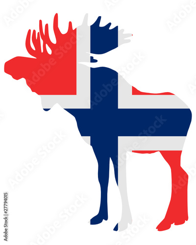 Elch in Norwegenflagge
