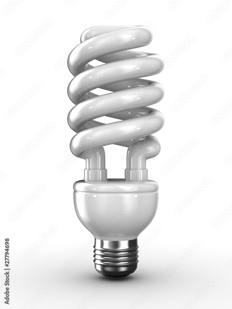 energy saving bulb on white background. Isolated 3D image energy saving bulb on white background. Isolated 3D image