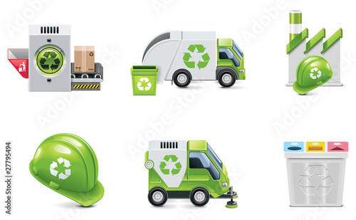 Vector trash recycling icon set