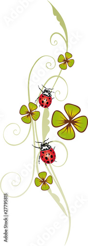 Sylvester, Neujahr, Glücksklee, Ranke, Klee, Marienkäfer
