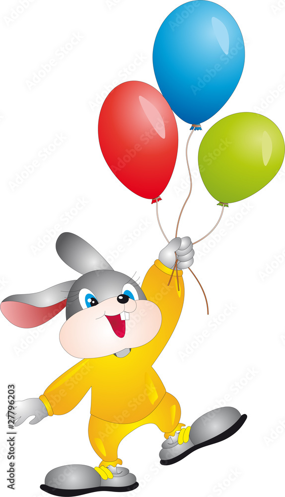Naklejka premium Rabbit with balloons