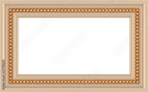 Canvas Print wooden ornamented empty picture frame isolated