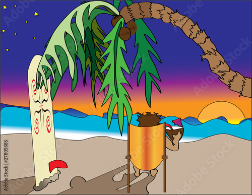 sunset and coconut cocktail