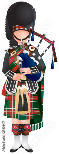 Scottish Bagpiper soldier in uniform