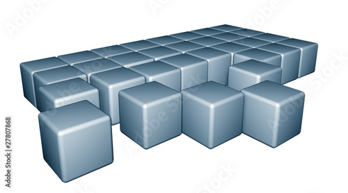 3d cubes scattered from center