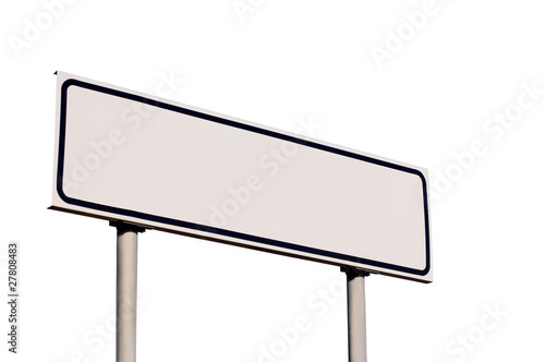 Blank White Black Framed Road Sign  Isolated