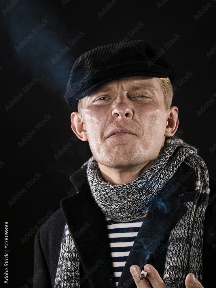 Man like a some tramp from 30th of XX century Man like a some tramp from 30th of XX century