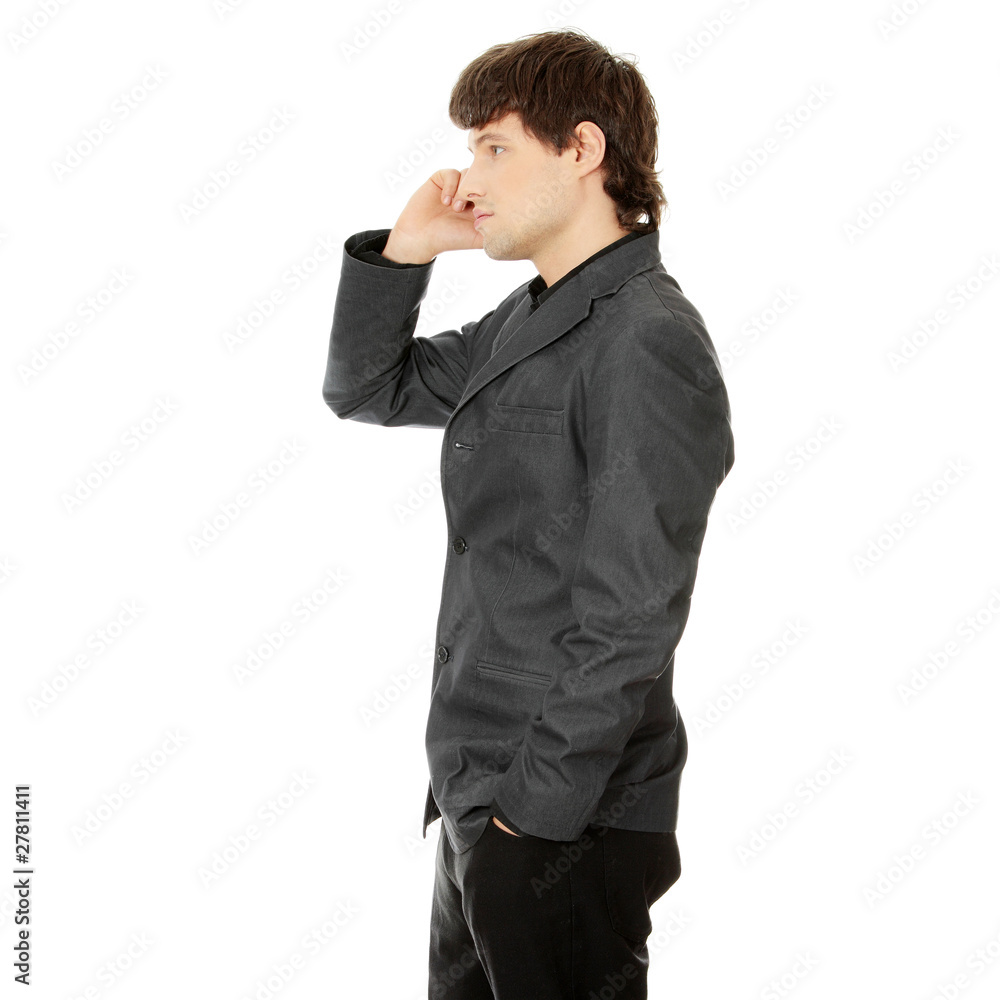Happy business man using mobile phone Happy business man using mobile phone