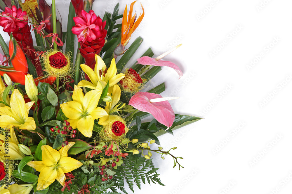 Obraz premium Colorful flowers and room for a text.
