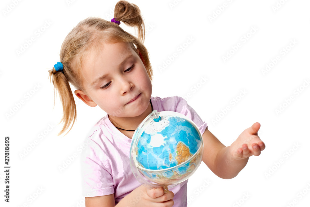 Beautiful girl playing with a globe Beautiful girl playing with a globe