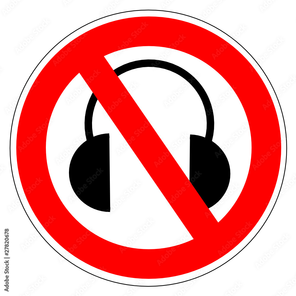 Panneau interdit aux casque anti-bruit Stock Vector | Adobe Stock