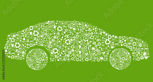Eco car vector concept made with ecology icons