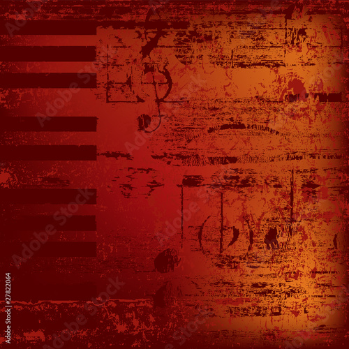 abstract jazz background piano keys on red