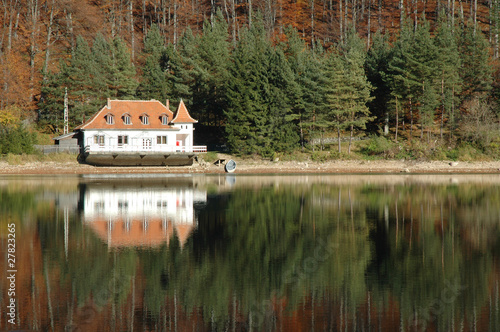 View of a lake house on Ighiu lake, Romania