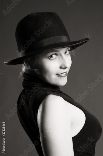 Sexy blonde woman with hat