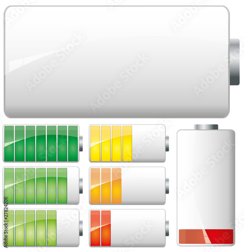 Set of White Batteries, vector