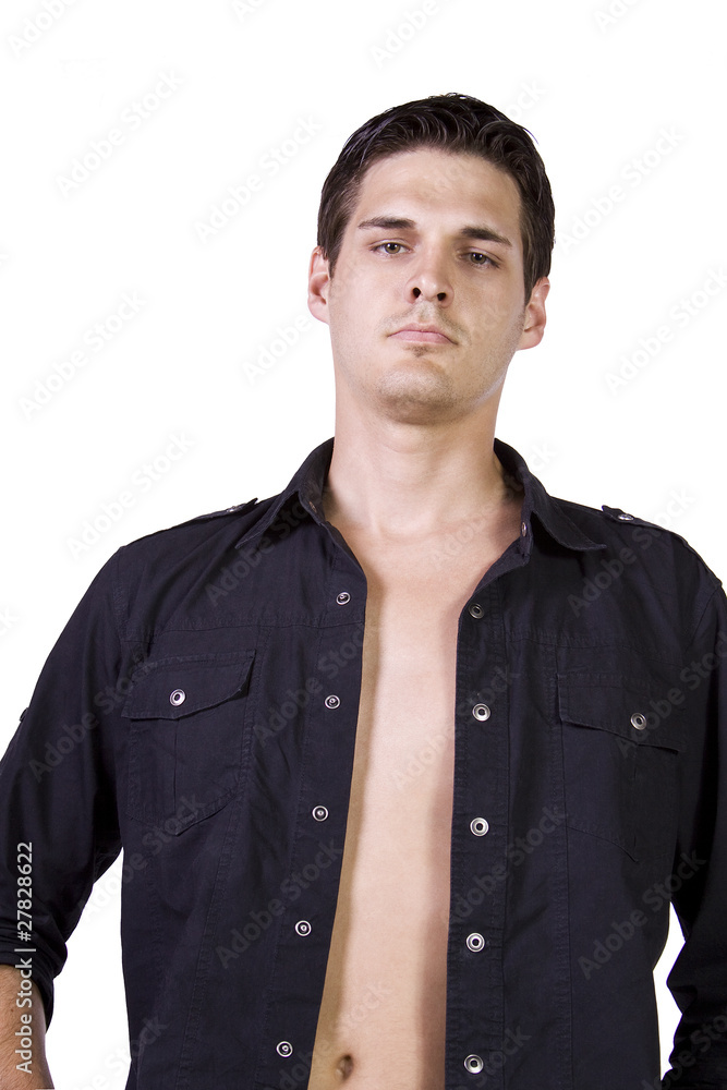 Portrait of handsome male model isolated on white background Portrait of handsome male model isolated on white background