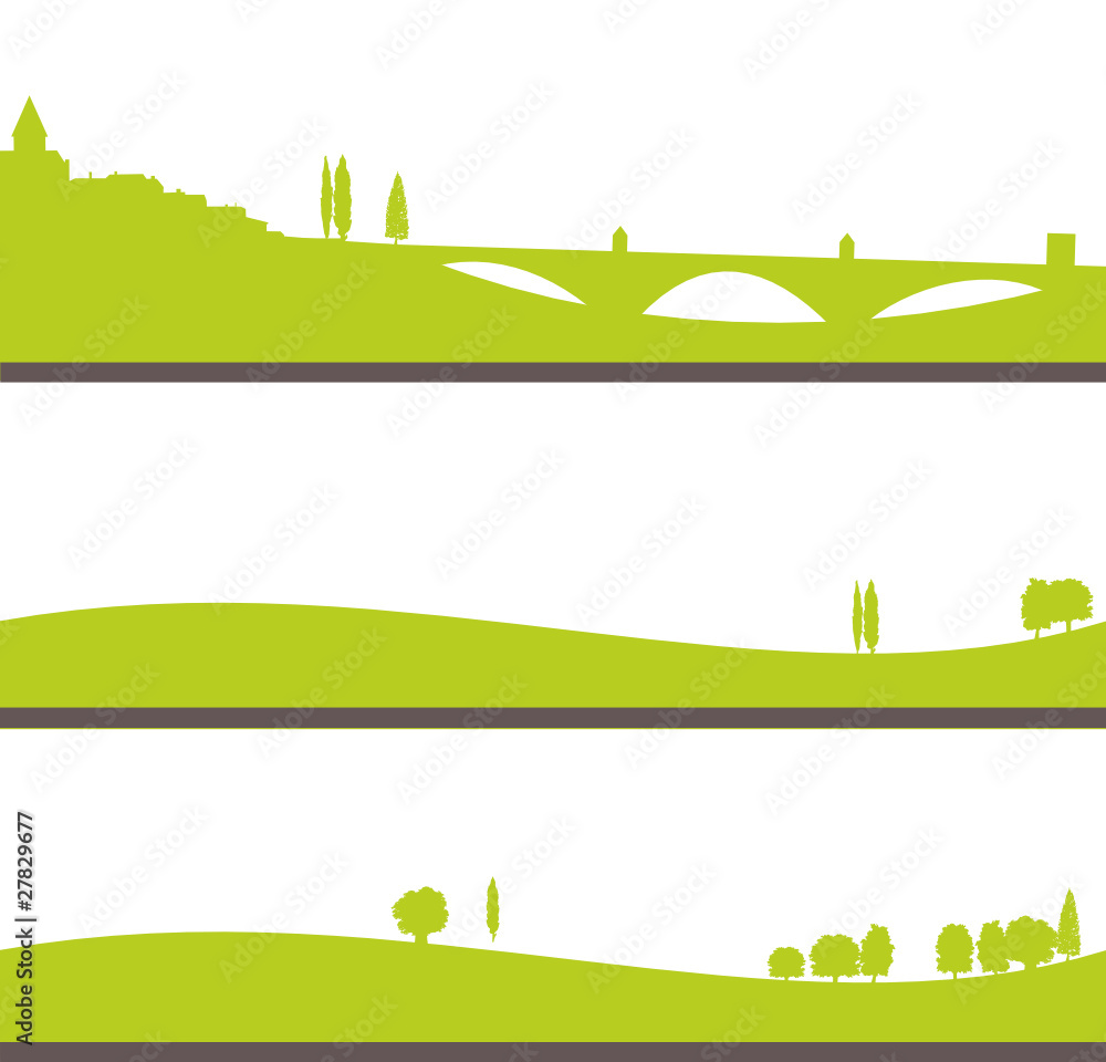 Fototapeta premium silhouette campagne et champs
