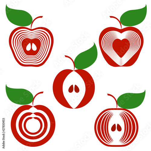 vector.  set of apples isolated on white background.