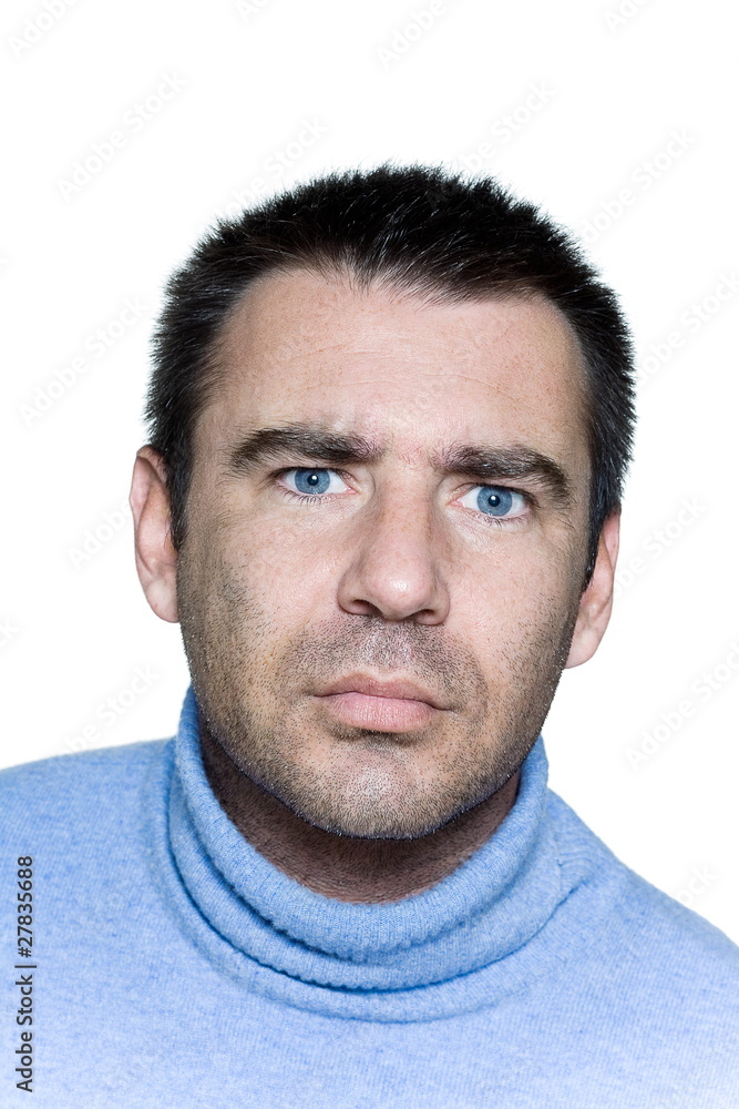 expressive portrait of a stubble man perplex confuse frown expressive portrait of a stubble man perplex confuse frown
