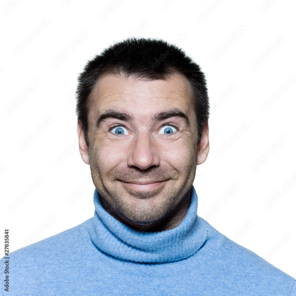 Obraz premium man portrait smiling happy childish satisfaction