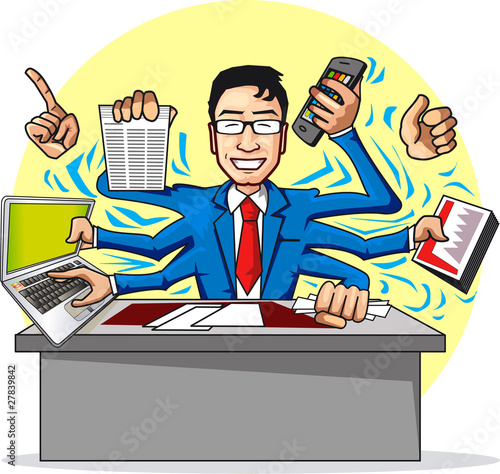 Very busy businessman