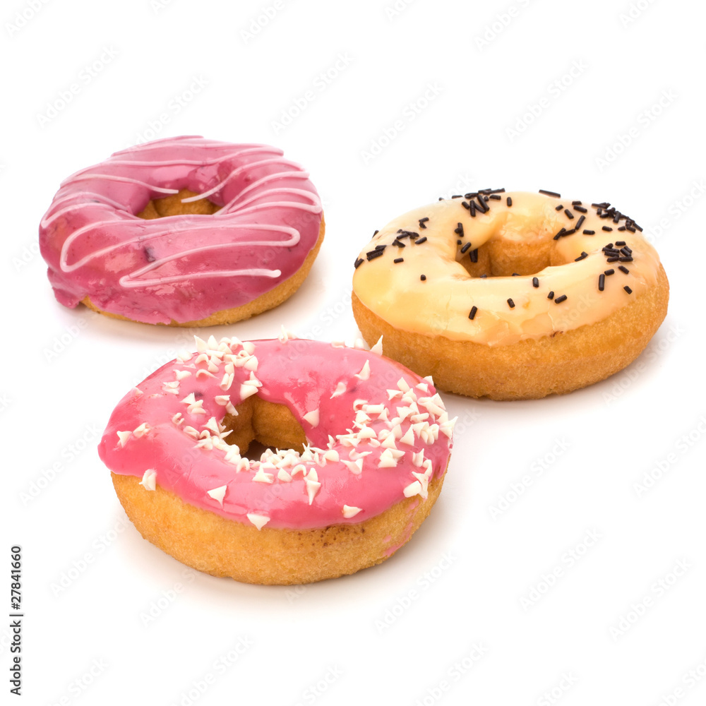 Delicious doughnuts isolated on white background