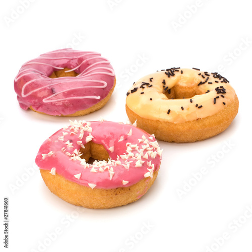 Delicious doughnuts isolated on white background © Natika