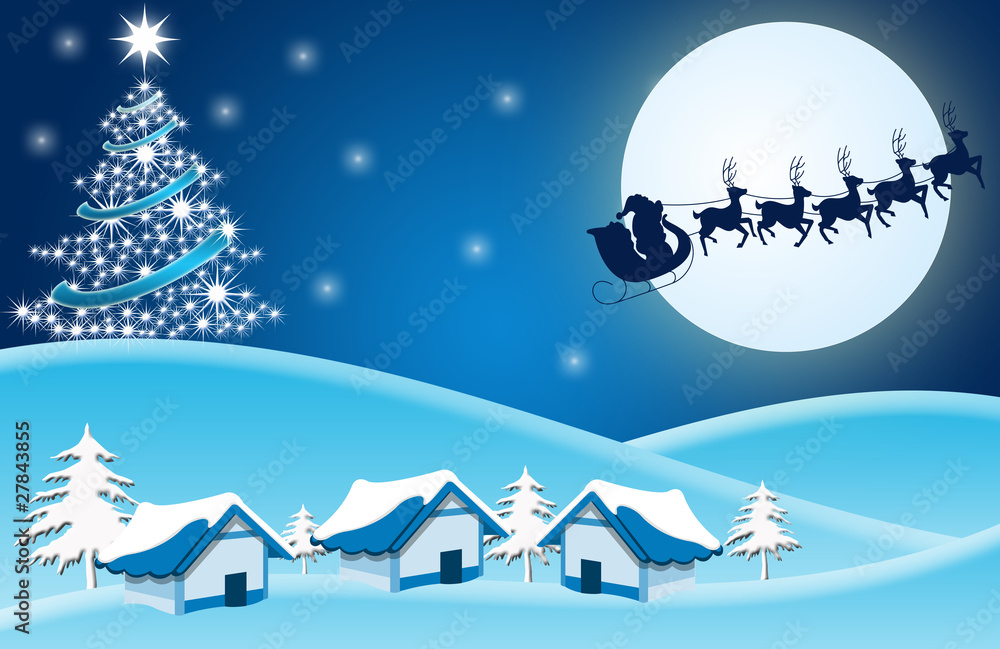Christmas, xmas, Weihnachtsbaum, Santa Claus blau weiss