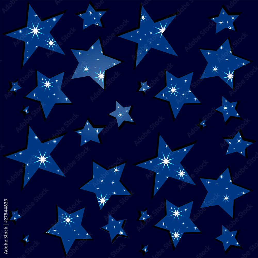 Sternenhimmel, Nacht, funkelnde Sterne, Muster Stock-Vektorgrafik