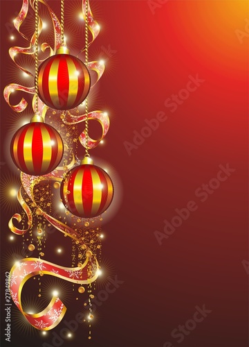 Natale Cartolina di Auguri-Christmas Ornaments Card-Vector