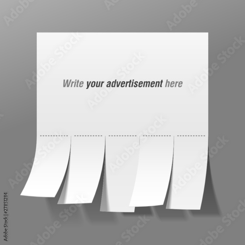 Blank advertisement with cut slips