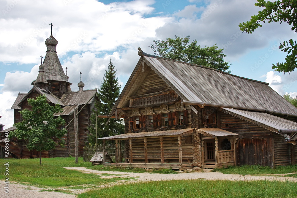wooden architecture in city Great Novgorod, Russia wooden architecture in city Great Novgorod, Russia