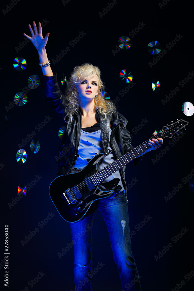 blonde girl with guitar