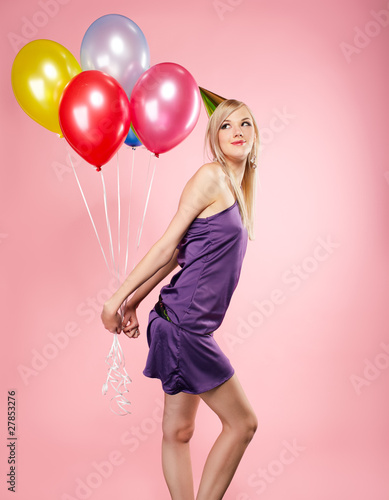 woman with balloons