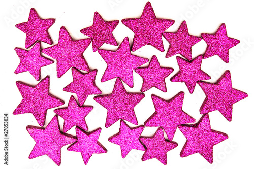 Christmas decorative purple stars on a white background.